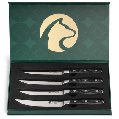 Hudson Steak Knives Set of 4 - Beautiful Handle with High-Carbon German Steel Blade