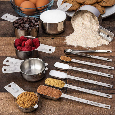 Stainless Steel Measuring Cups and Spoons Set (14 Piece Set)