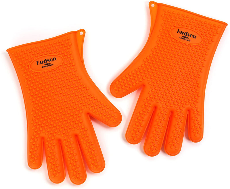 Hudson Essentials BBQ Gloves, Heat Resistant Oven Mitts - Kitchen Silicone Oven Mitts