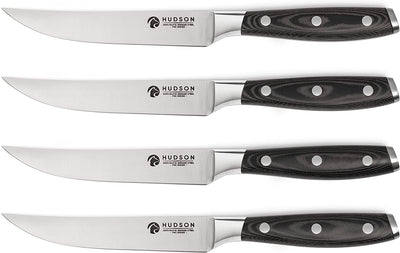 Hudson Steak Knives Set of 4 - Beautiful Handle with High-Carbon German Steel Blade
