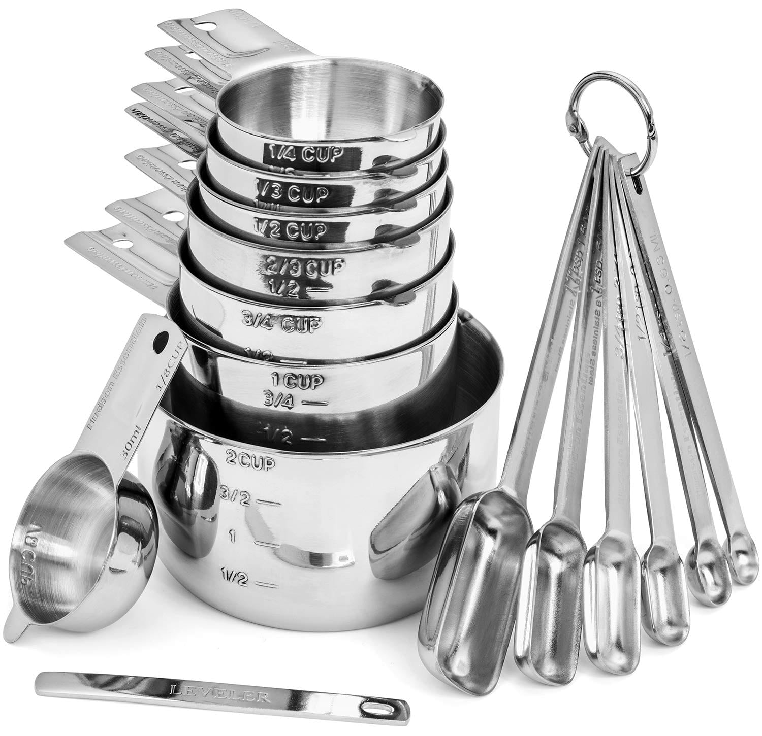 Stainless Steel Measuring Cups and Spoons Set