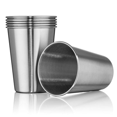 Stainless Steel Tumblers 12 oz - Set of 6 Stackable Tumbler Cups