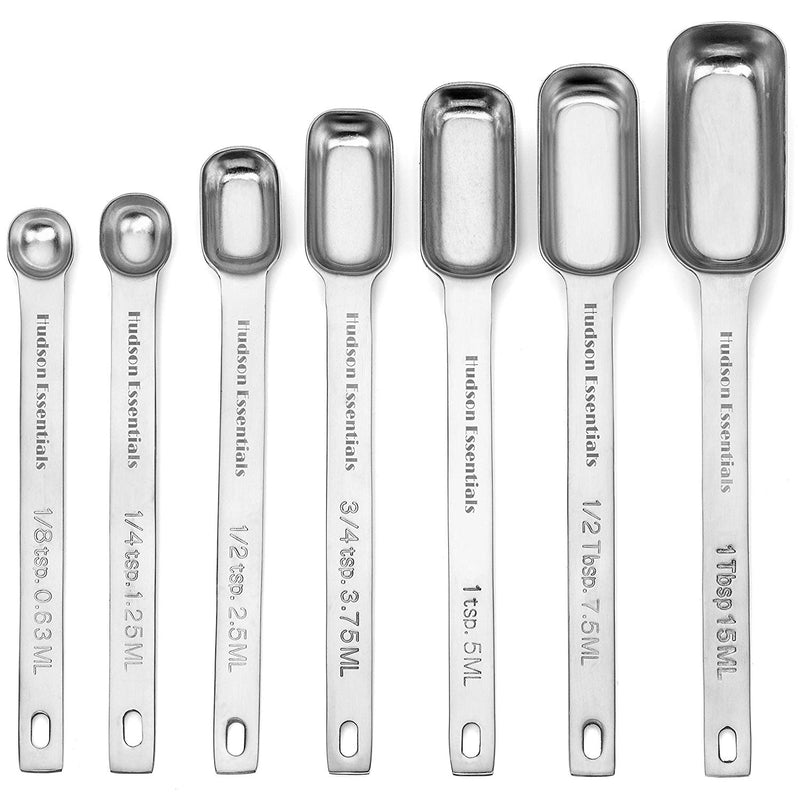 Stainless Steel Measuring Spoons Set for Dry or Liquid - Fits in Spice Jars - Set of 7