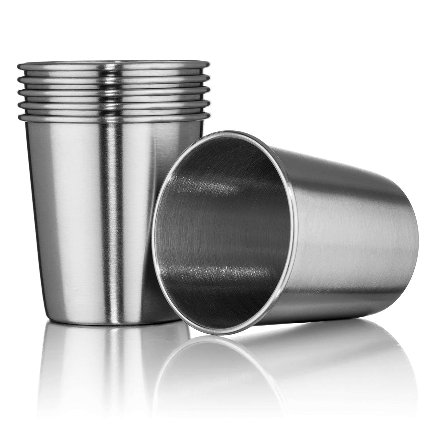 Stainless Steel Tumblers 7oz - Set of 6 Stackable Tumbler Cups for Kids