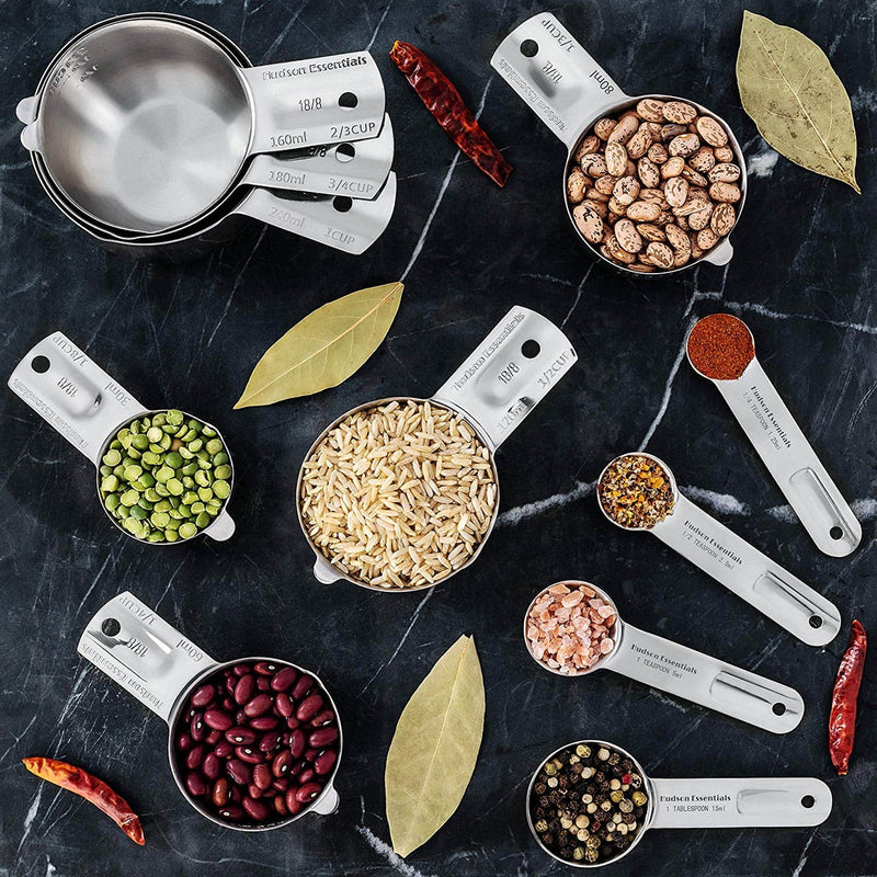 Stainless Steel Measuring Cups and Spoons Set