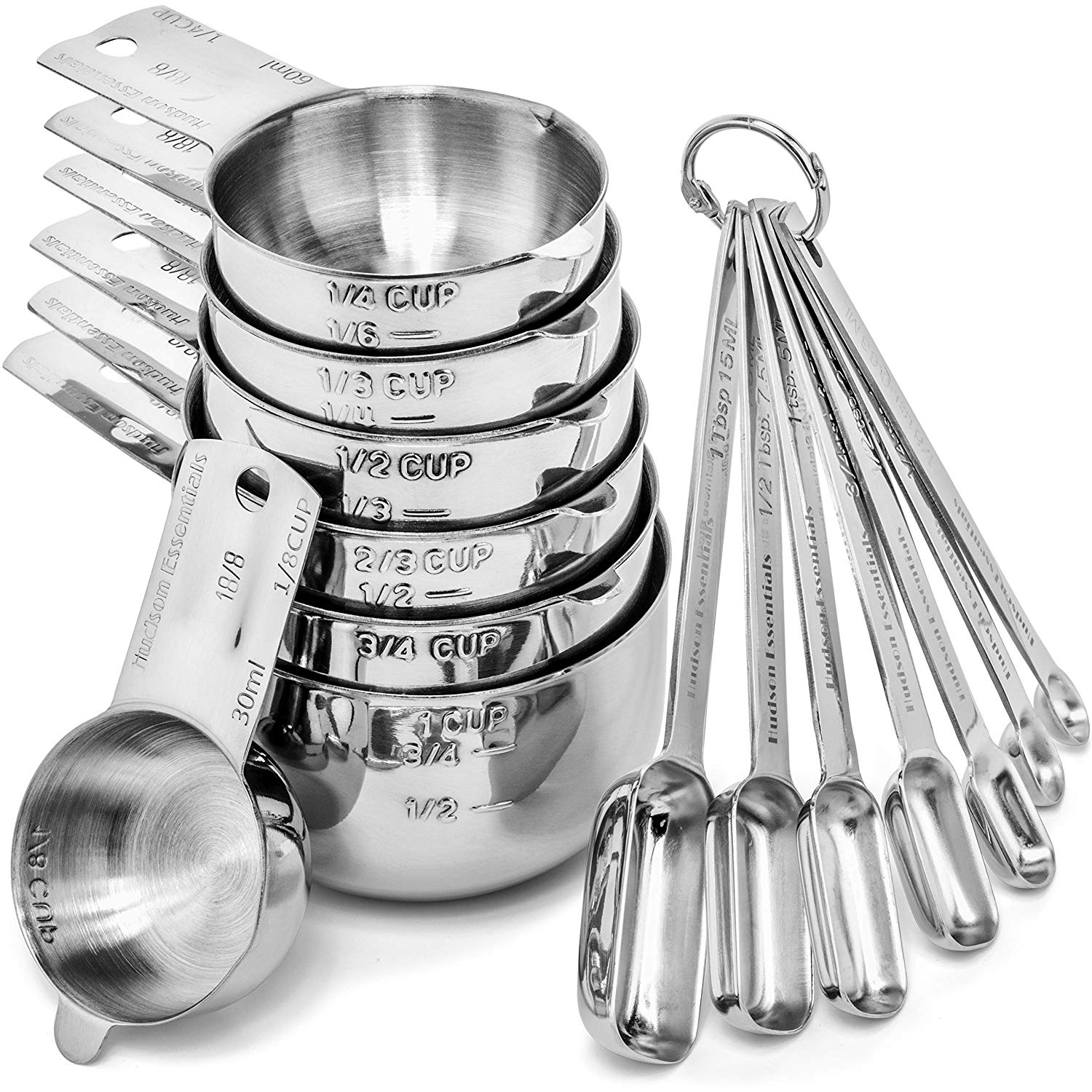 Stainless Steel Measuring Cups and Spoons Set (14 Piece Set)