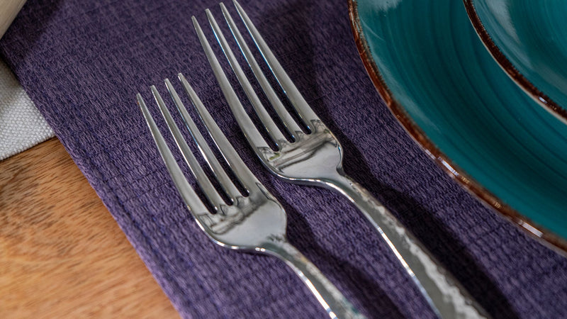 Hudson Essentials Hammered 18/10 Stainless Steel Flatware Silverware Set - Mirror Finish