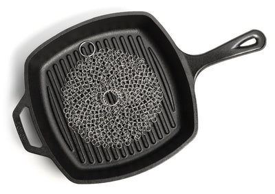 Hudson Essentials Cast Iron Cleaner XLR Round Premium Stainless Steel Chainmail Scrubber